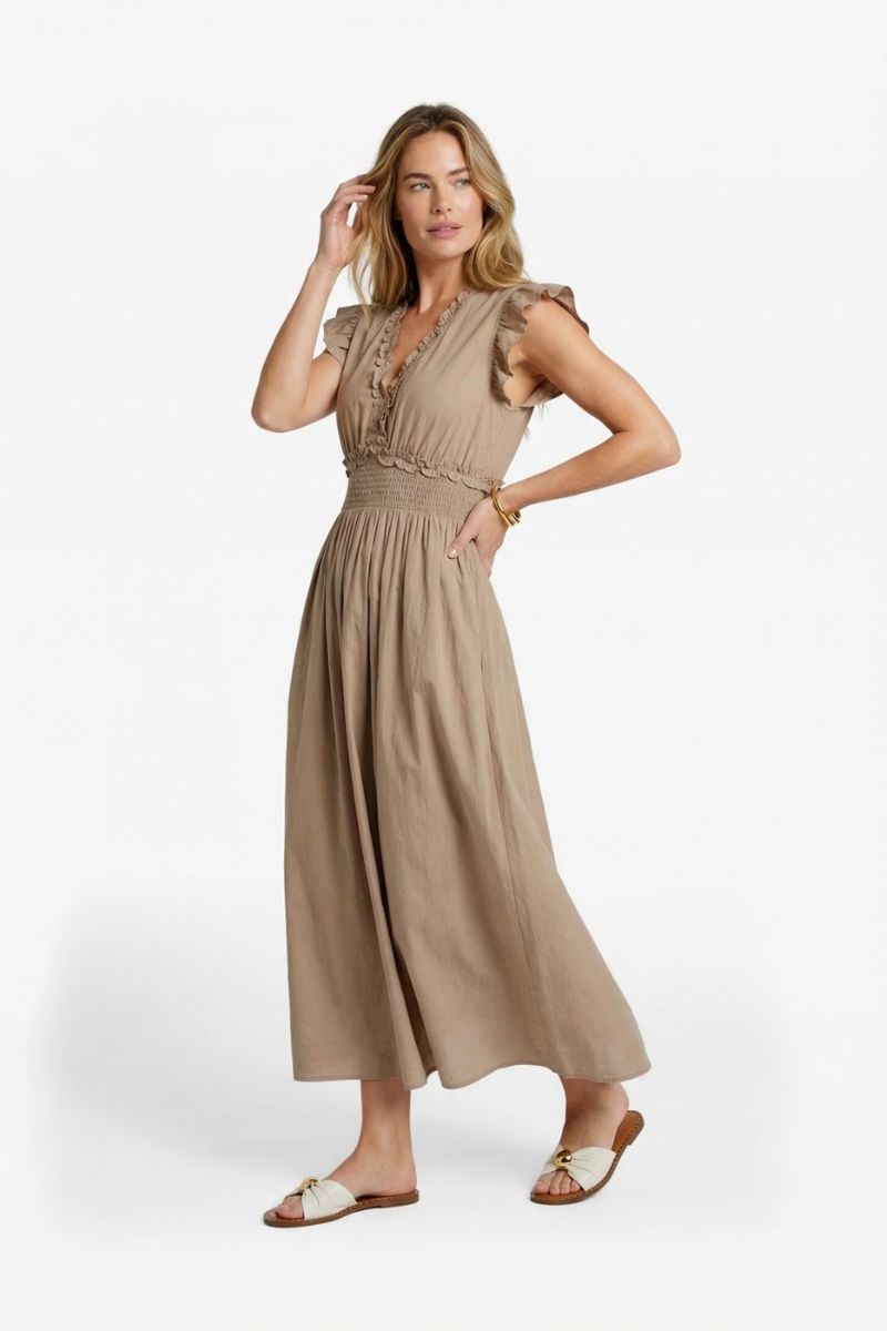Dilja Dress Khaki | veelzijdige jurk bij {{ site_title }}